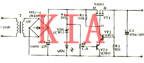 場(chǎng)效應(yīng)管的可調(diào)穩(wěn)壓電源介紹及原理圖-KIA MOS管