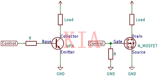 高邊、低邊晶體管開(kāi)關(guān)及電路解析 -KIA MOS管